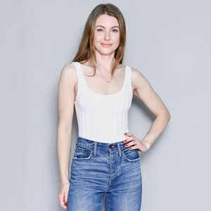 JONATHAN SIMKHAI Irene Ribbed Scoop Neck Bodysuit NWT